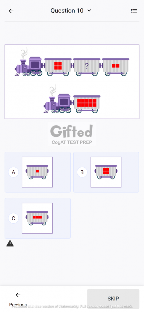 1st Grade CogAT Test Questions for Number Puzzles
