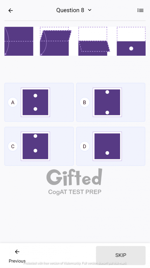 Grade 2 CogAT Practice Questions for Paper Folding