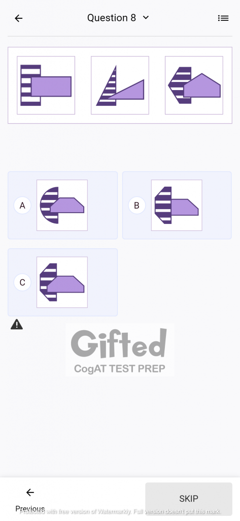 Kindergarten CogAT Practice Questions for Figure Classification
