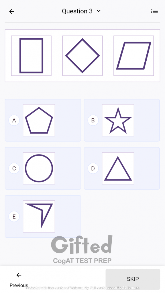 Online CogAT Test Prep for Figure Classification Grade 2 