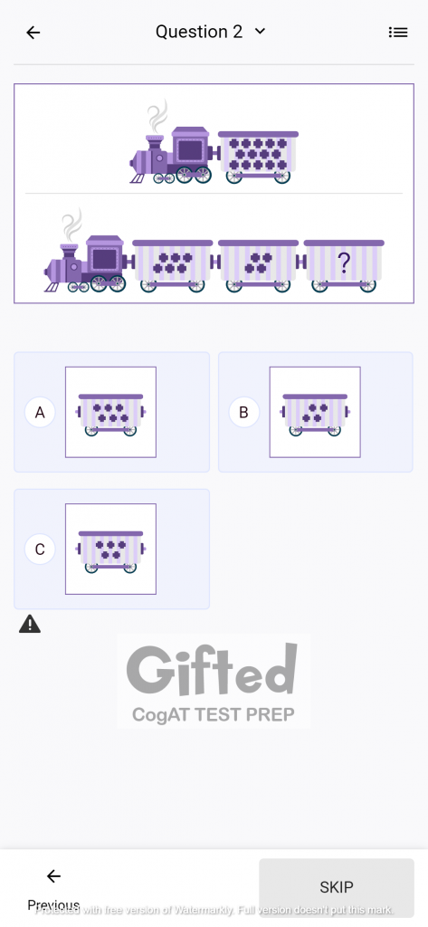 Sample CogAT Practice Test for Grade 1 (Quantitative Battery)