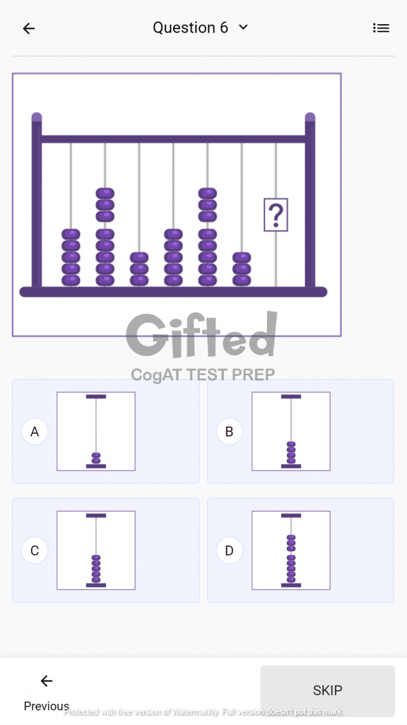 CogAT Practice Questions for Number Series 