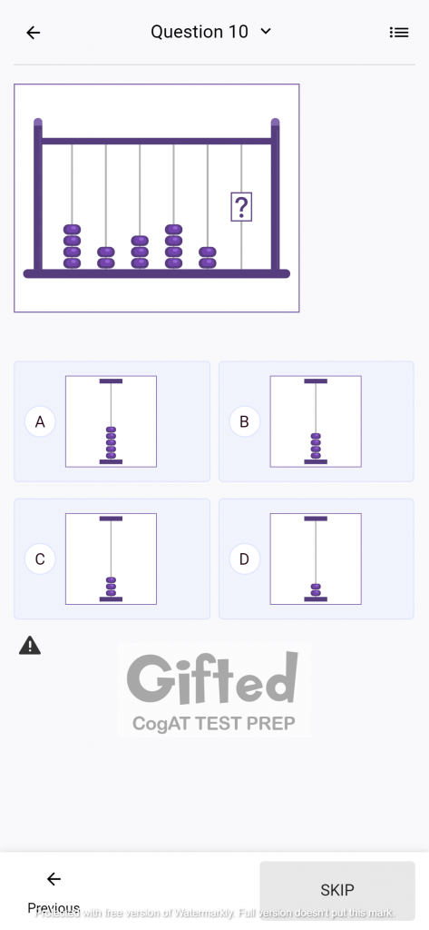 Grade 1 CogAT Practice Questions for Number Series