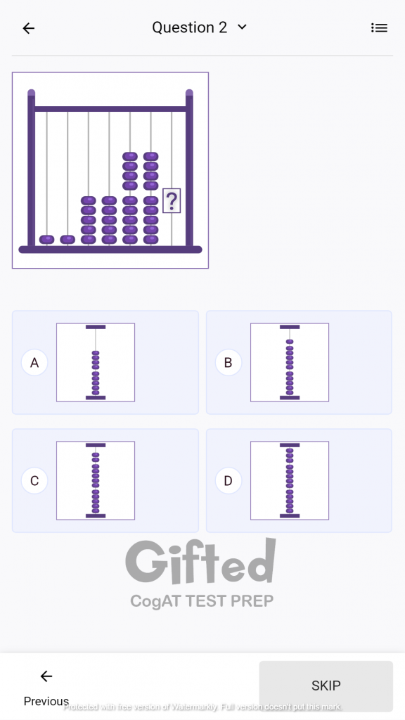 CogAT Practice Questions for Number Series