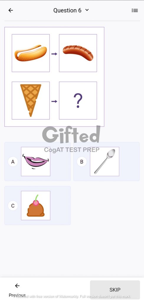 Free Cogat practice test Verbal Battery