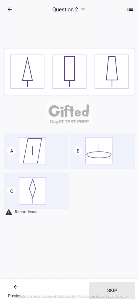 gifted kindergarten questions
