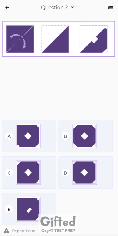 CogAT paper folding sample question 2