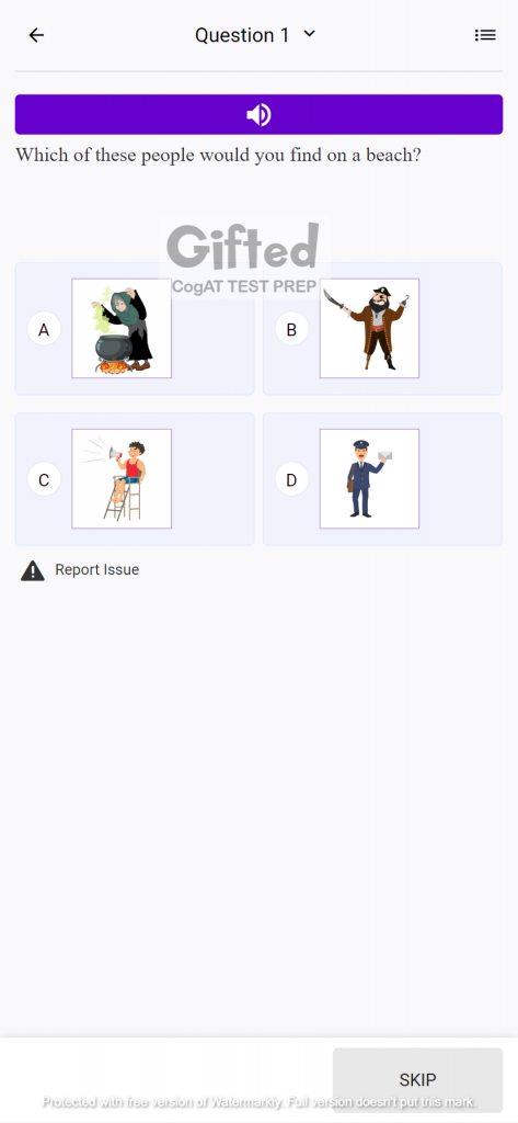 Cogat kindergarten practice test