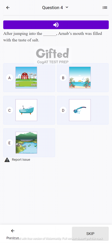 CogAT verbal sample questions for kindergartener