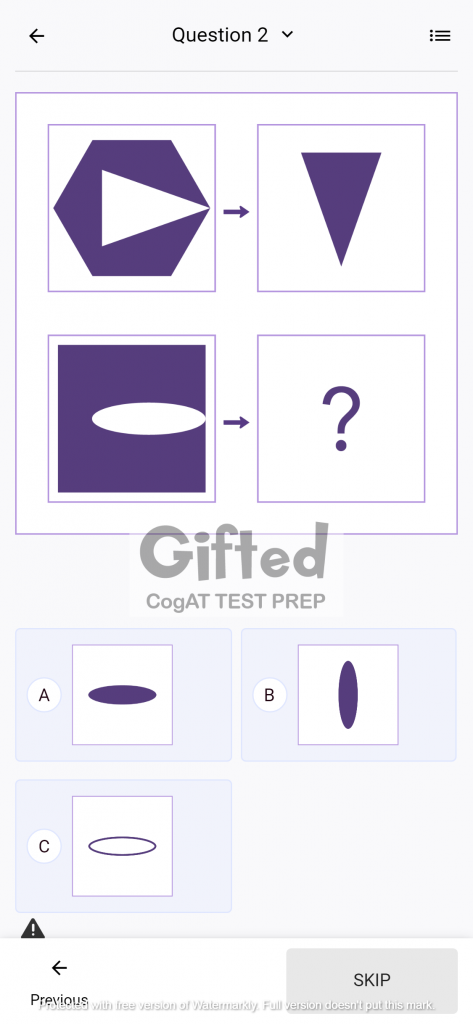 Grade 1 CogAT Non Verbal Battery Figure Matrices Practice Test