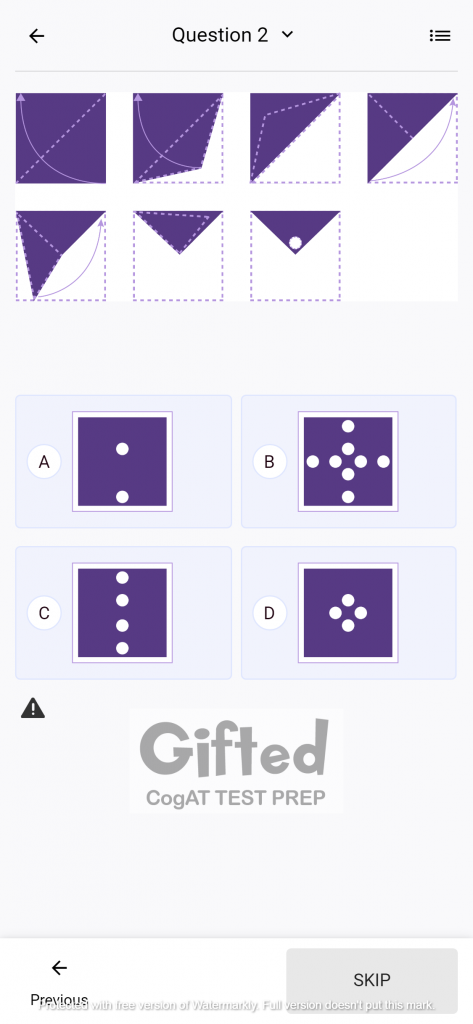 CogAT Test Prep Paper Folding Practice Question