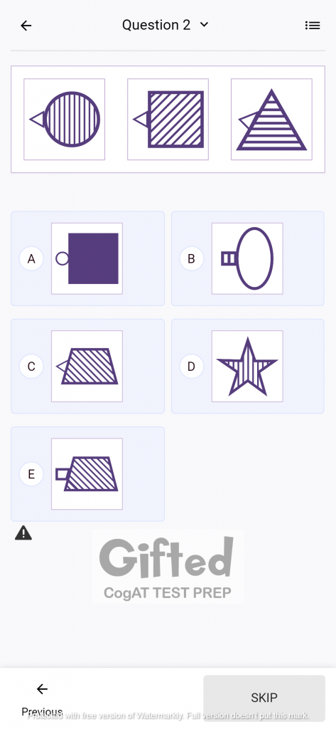 1st Grade Non Verbal Figure Classification CogAT Practice Question