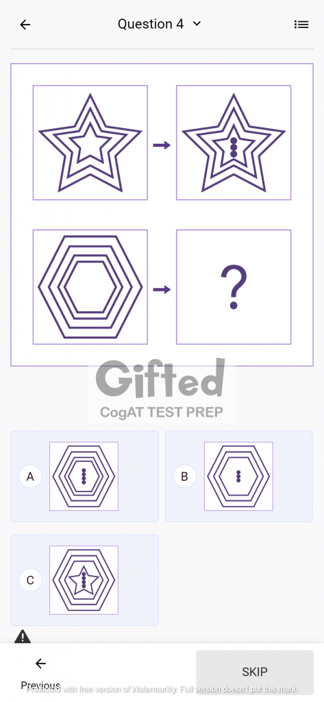 CogAT Figure Matrices Grade 1 Worksheets