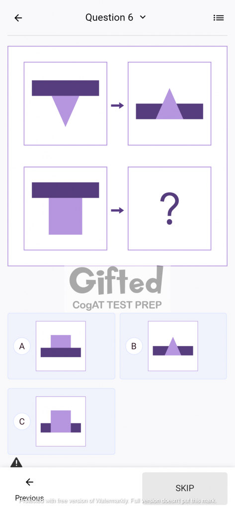 Online Gifted Test Practice Questions for Figure Matrices