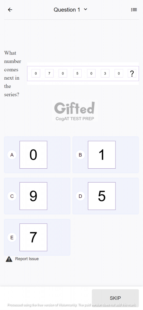 CogAT practice test for grade 4
