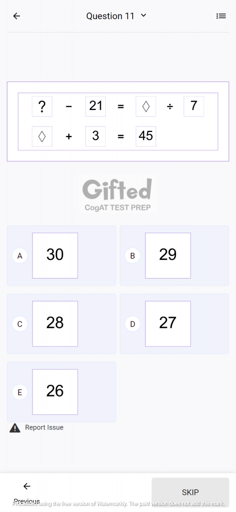 CogAT practice test for grade 5