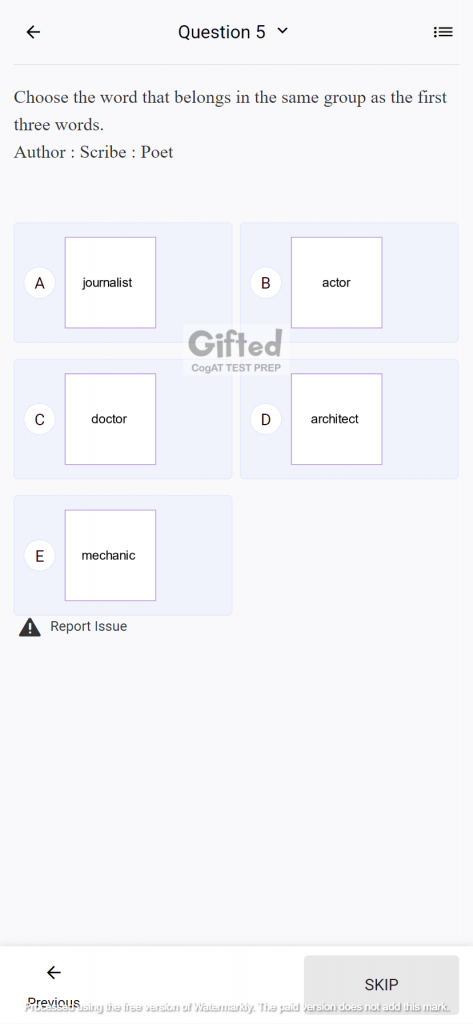 cogat test for grade 5