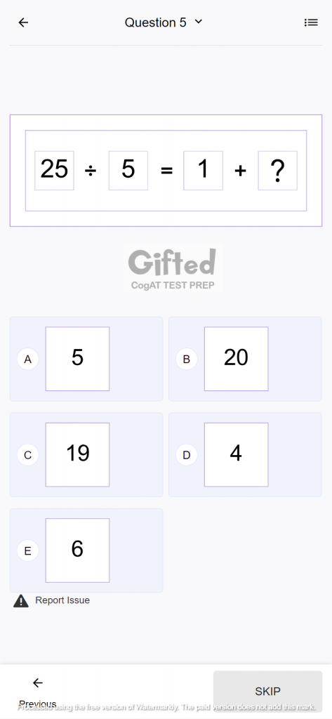 CogAT practice test for grade 3