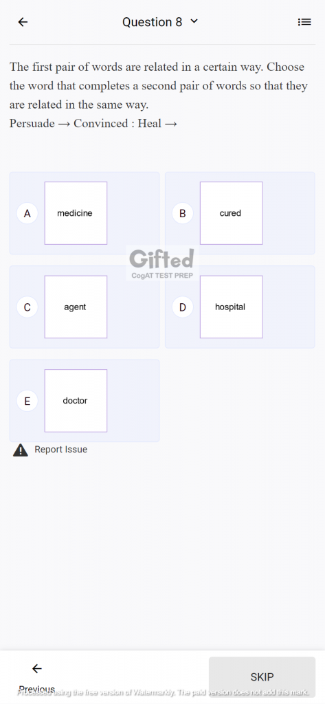free cogat practice test
