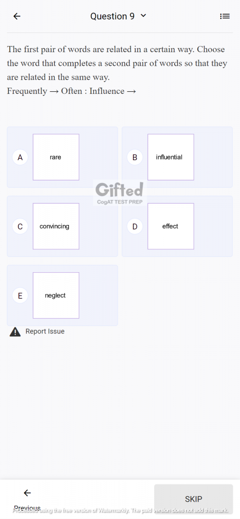 CogAT sample test for grade 5