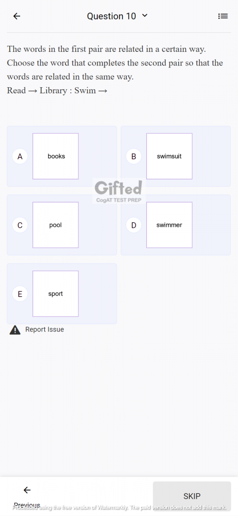 CogAT verbal sample questions
