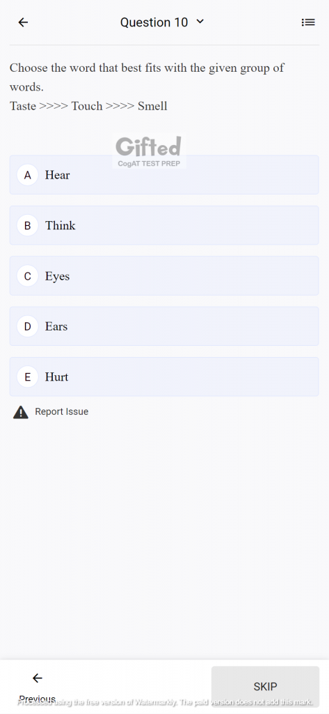 CogAT exam sample questions