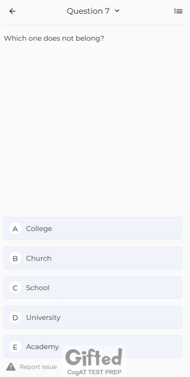 Word grouping question with explanation