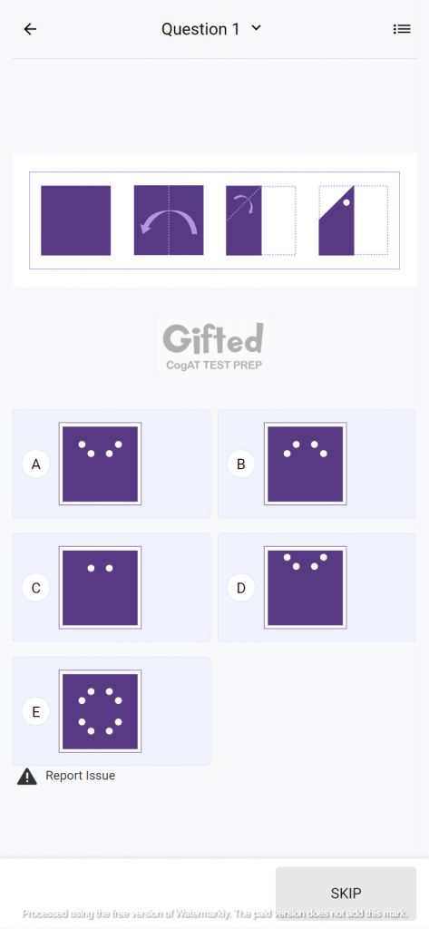 CogAT nonverbal sample questions