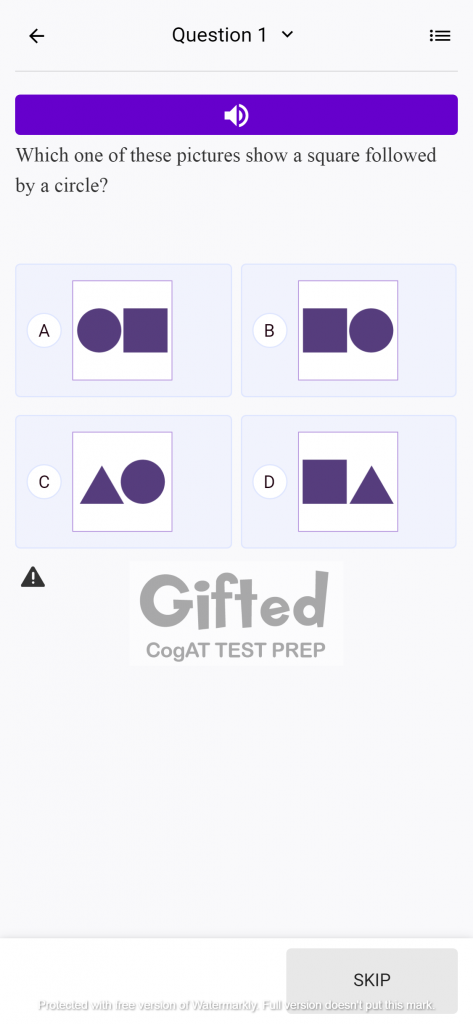 Gifted Kindergarten Practice Test Papers