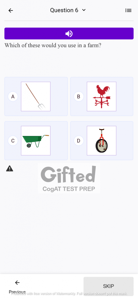 Kindergarten CogAT practice Questions