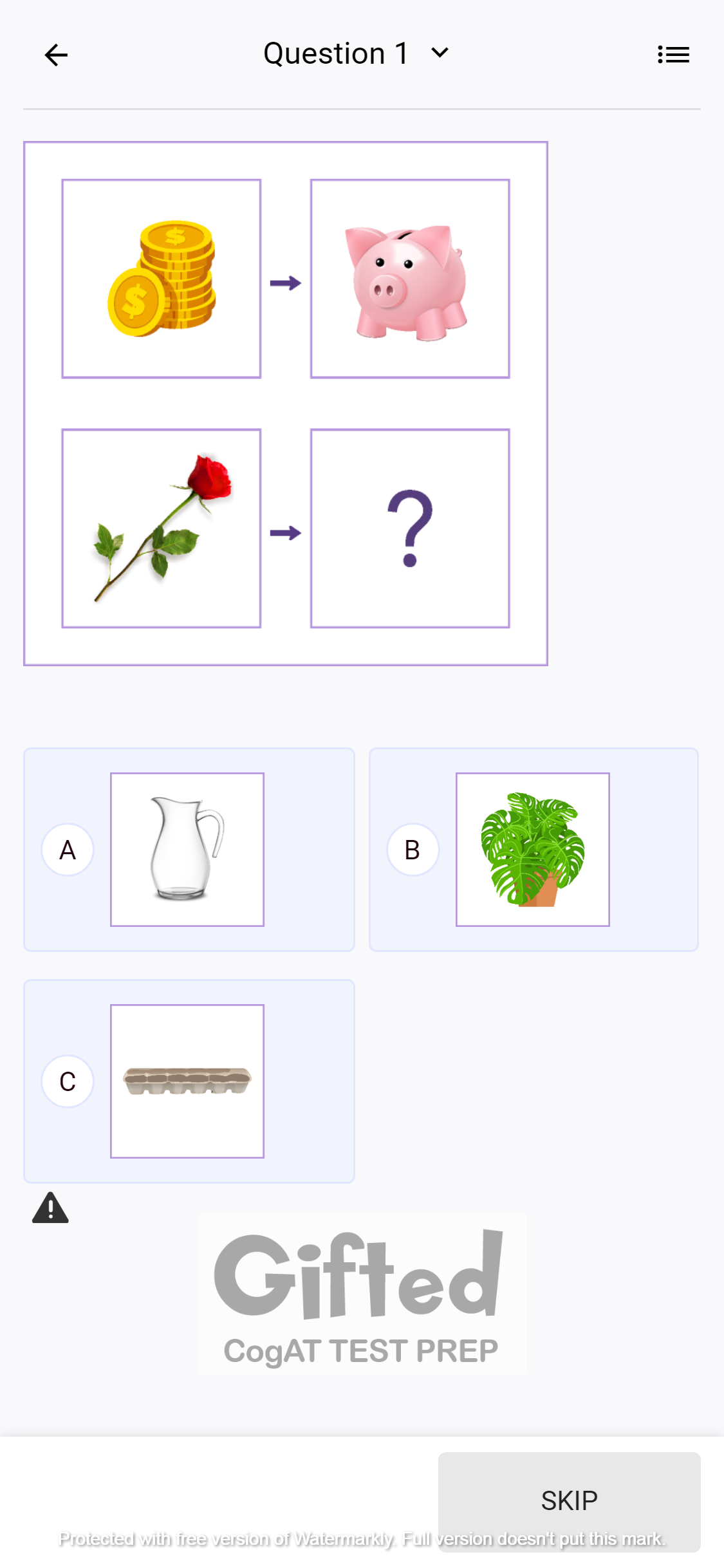 Free Verbal Picture CogAT Practice Test For Grade 1