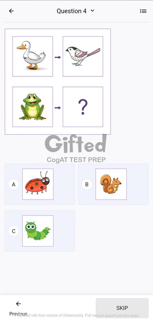 picture based CogAT sample questions 