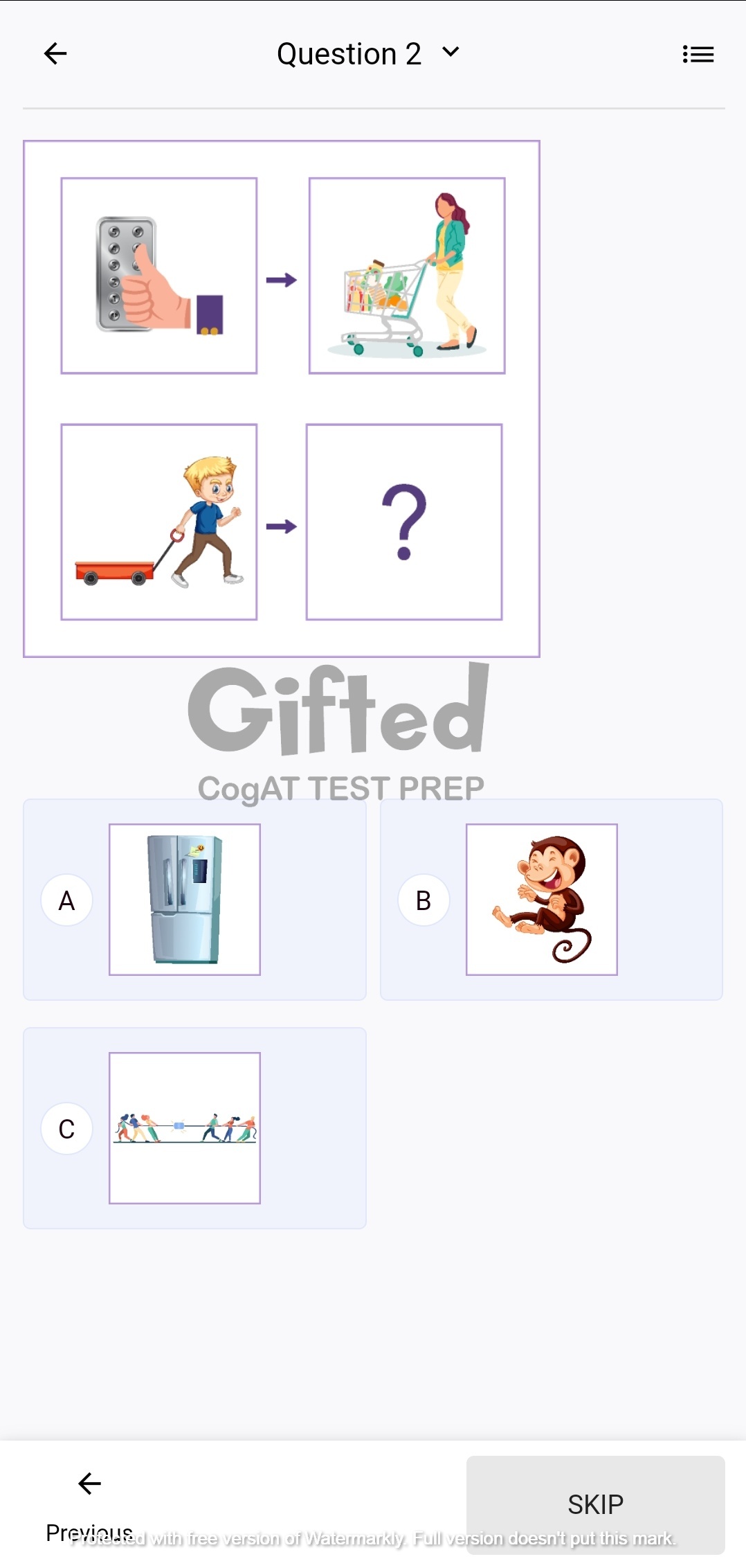 Free verbal picture practice test for the cogat grade 2