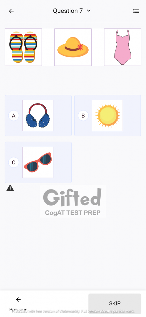Gifted and Talented Practice test for kindergarten