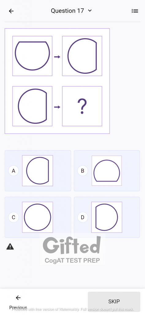 Cogat Non-Verbal Practice Test Kindergarten