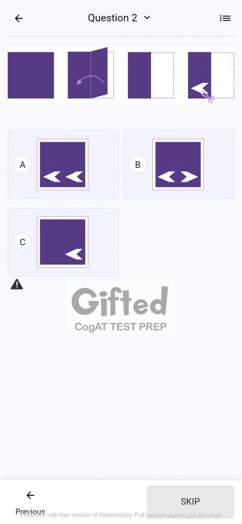 CogAT Test Prep Paper Folding Practice Question