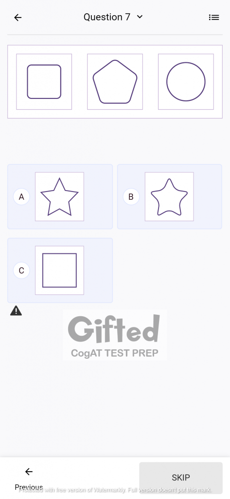 Free CogAT Test Questions for Figure Classification