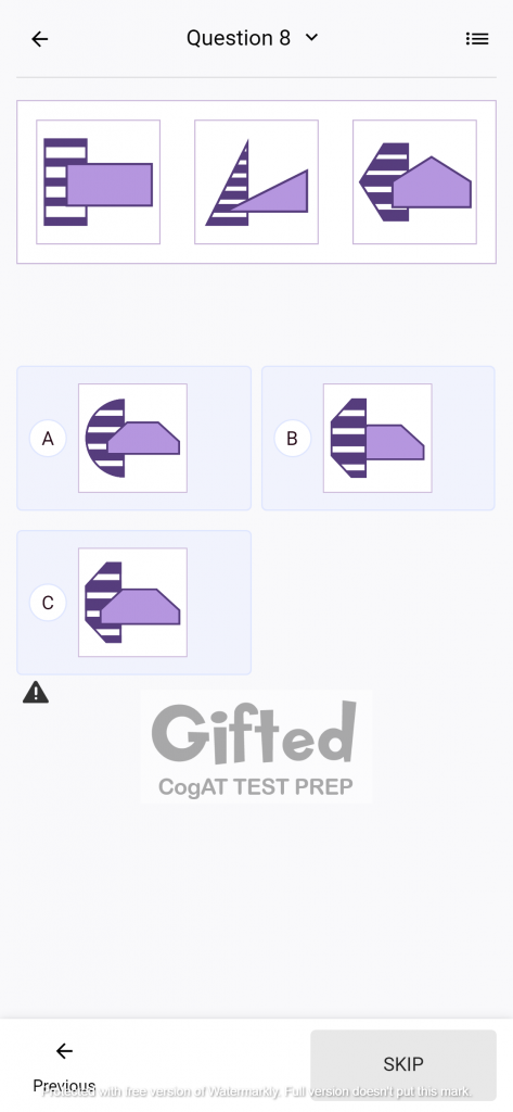 Kindergarten CogAT Practice Questions for Figure Classification 