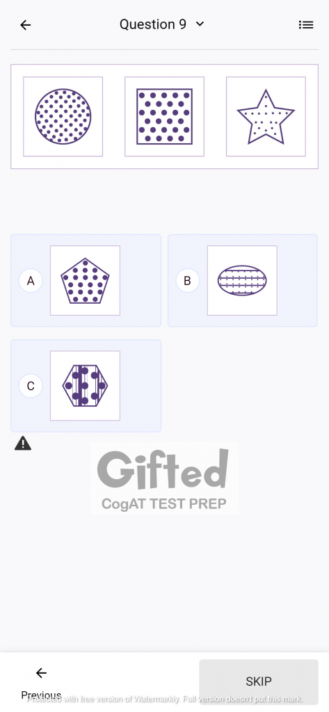 Kindergarten Gifted Test Sample Questions