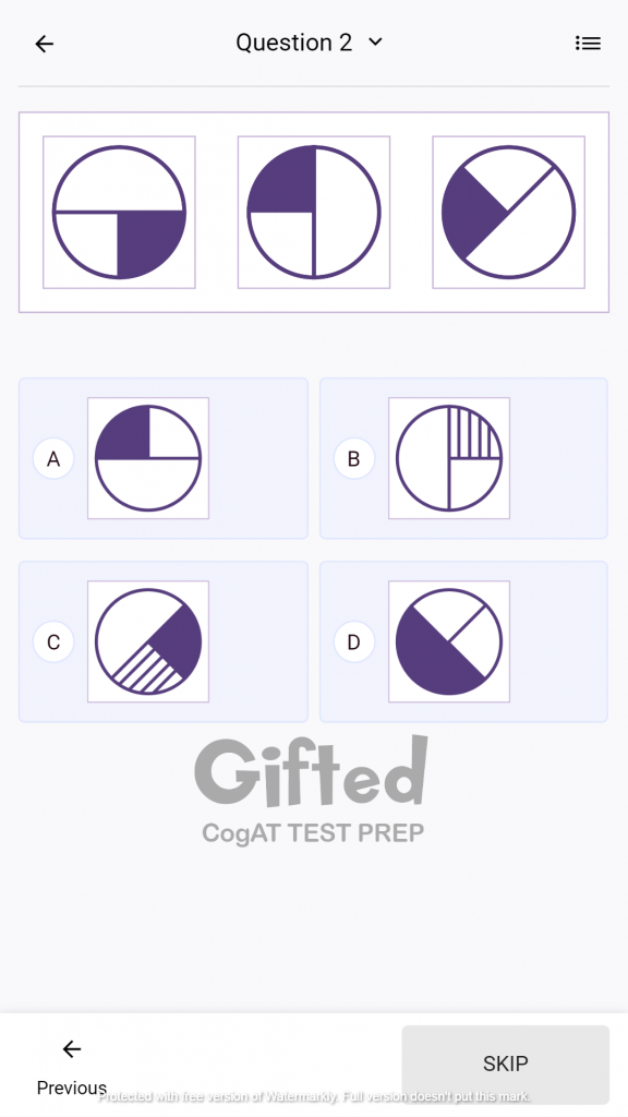 CogAT Test Practice Questions for Figure Classification 