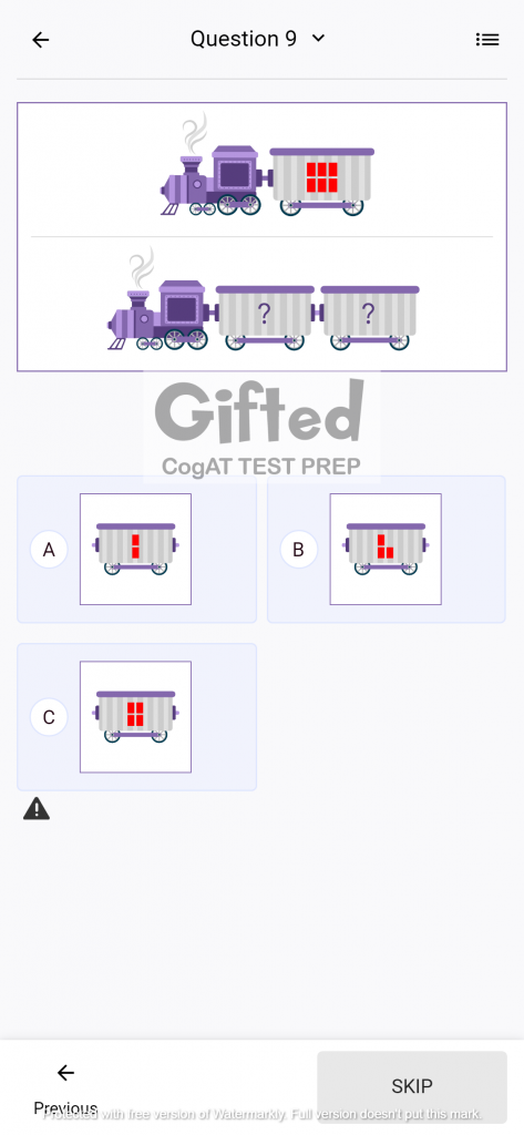 Sample CogAT Practice Test for Kindergarten 