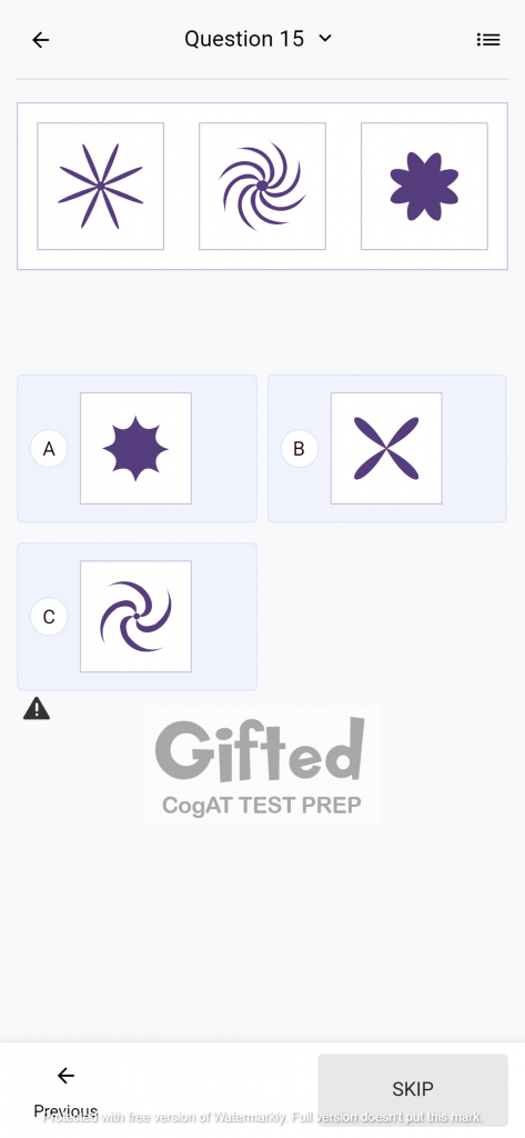 Free CogAT test Kindergarten Practice Questions