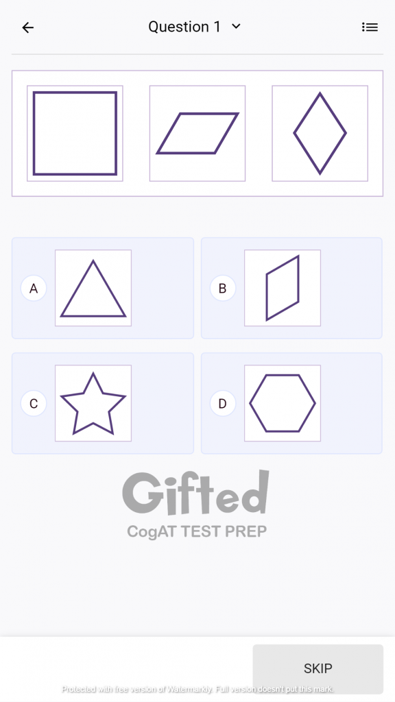 Figure Classification Cogat Test Prep Grade 2 Practice Question