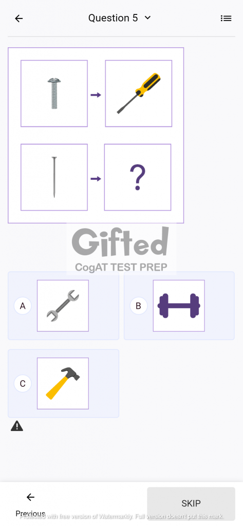 CogAT Test Prep Grade 1 Practice Test 