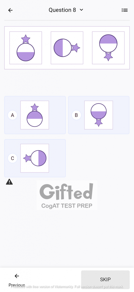 Cogat test examples for Grade 1