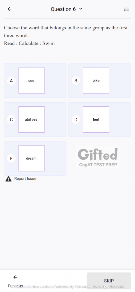 gifted 5th grade test sample