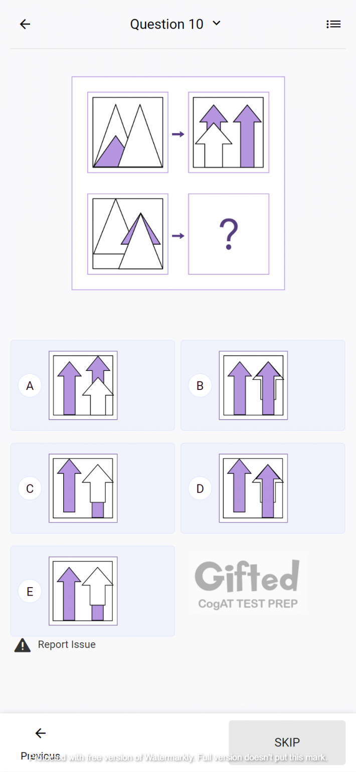 Sample cogat questions for grade 5 gifted test prep app