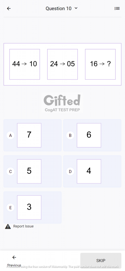 gifted practice test for grade 5
