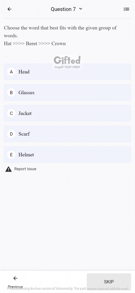 free cogat practice test