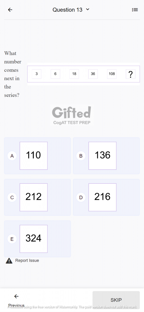 grade 5 gifted number series